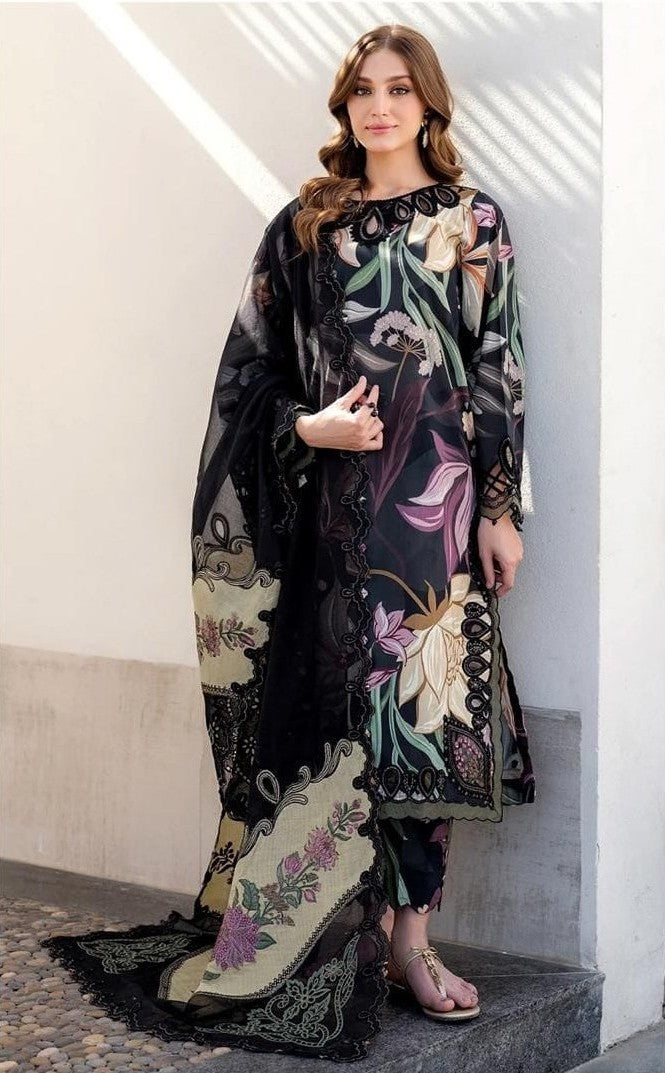 3pc Stitched Printed Lawn Shirt , Printed  Shafoon Dupta , Printed Trouser