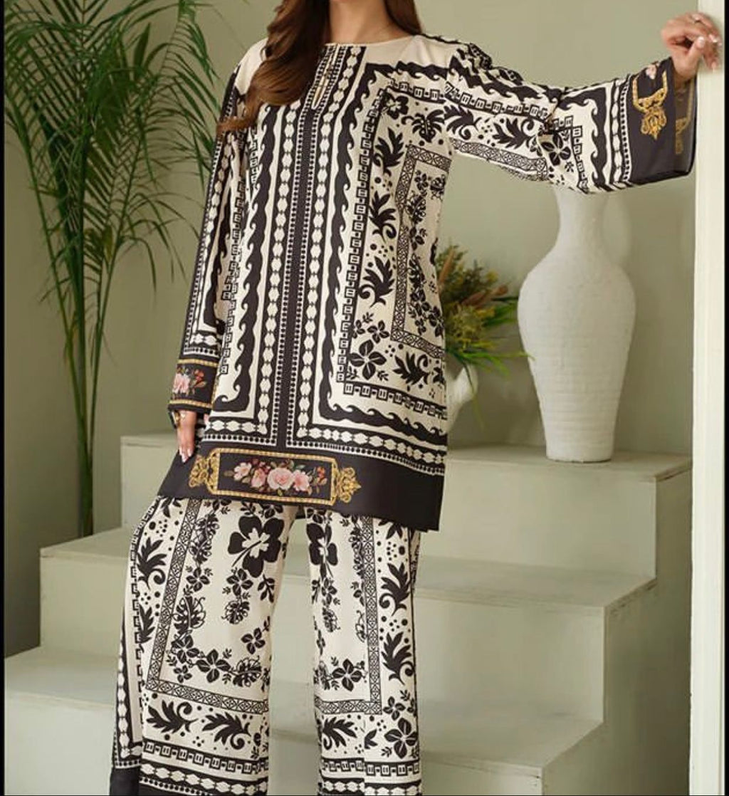 3PC Ready-to-Wear Shamooz Silk Outfit with Printed Dupatta