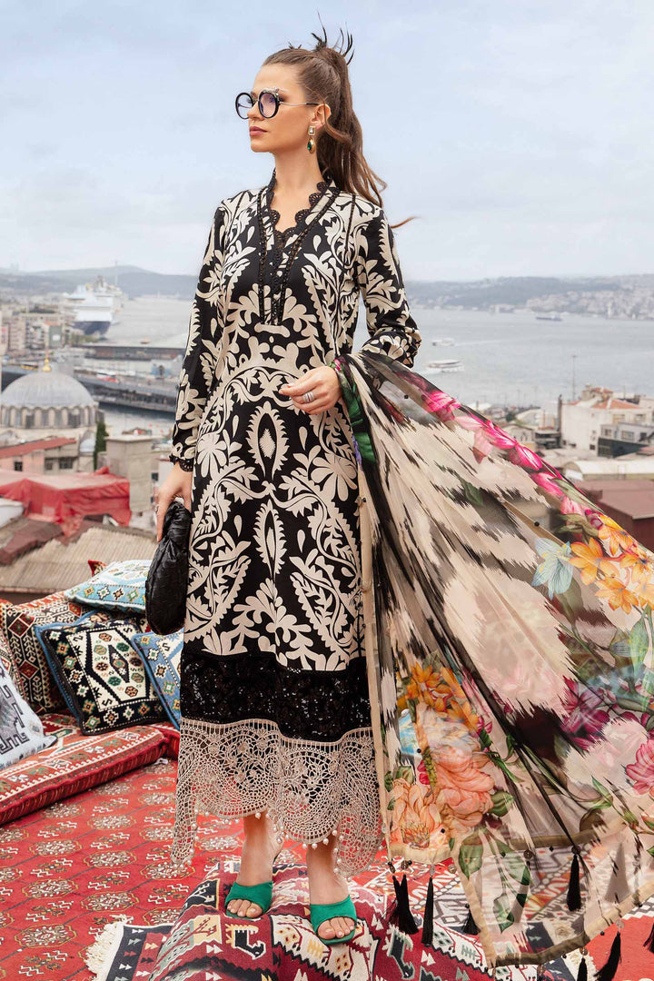 3pc Stitched Maria B Summer article digital printed suit with shafoon dupatta